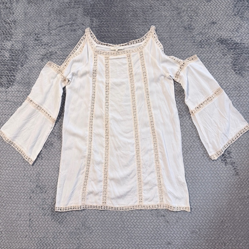 SOLITAIRE SWIM Swim Cold Shoulder Lightweight Cover-Up Size Large